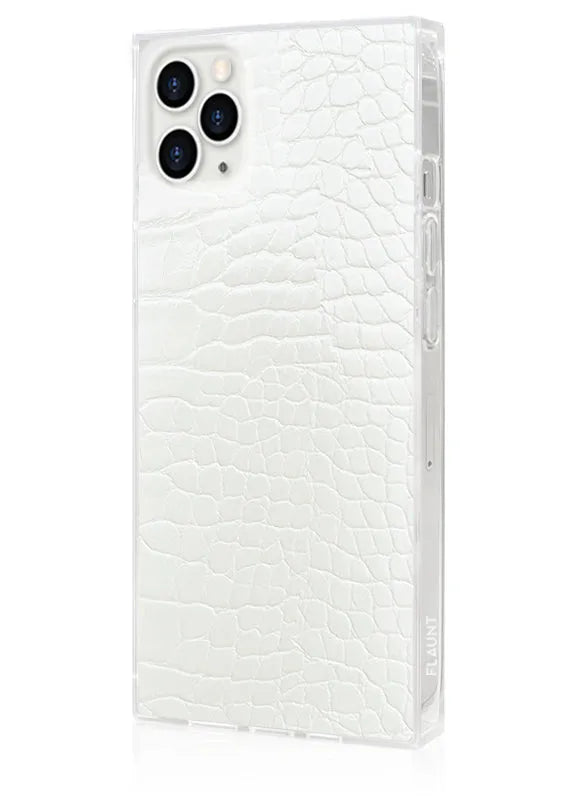 SQUARE® White Crocodile Faux Leather iPhone Case