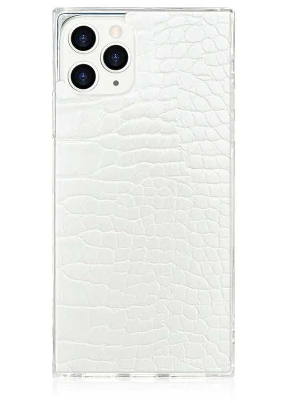 SQUARE® White Crocodile Faux Leather iPhone Case