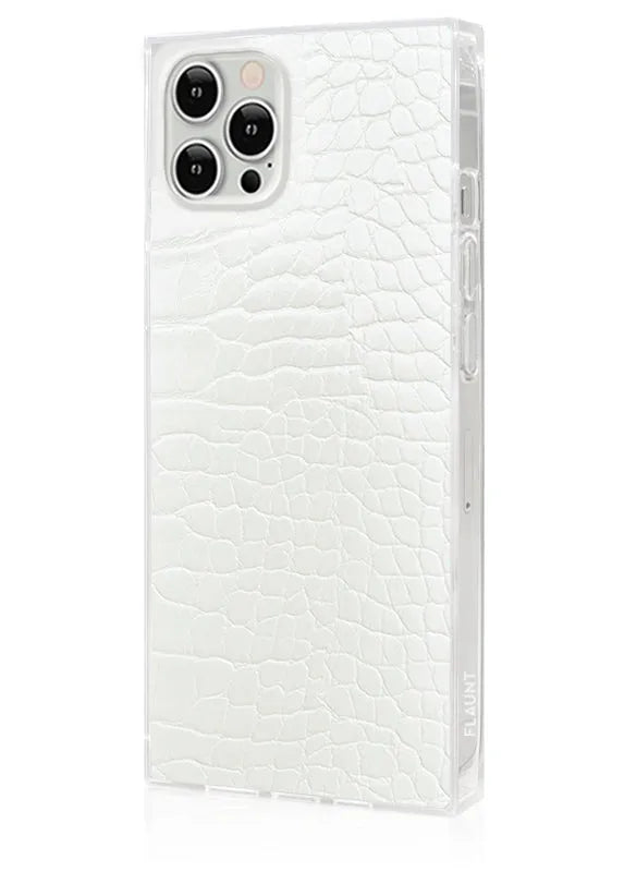 SQUARE® White Crocodile Faux Leather iPhone Case