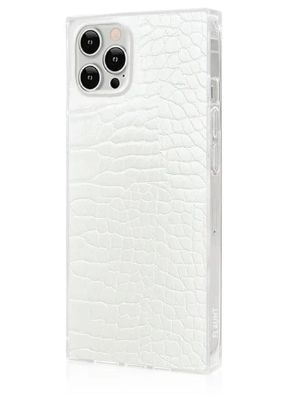 SQUARE® White Crocodile Faux Leather iPhone Case