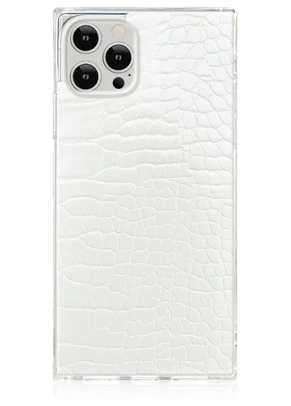 SQUARE® White Crocodile Faux Leather iPhone Case