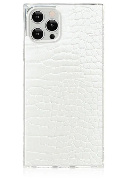 SQUARE® White Crocodile Faux Leather iPhone Case