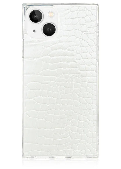 SQUARE® White Crocodile Faux Leather iPhone Case