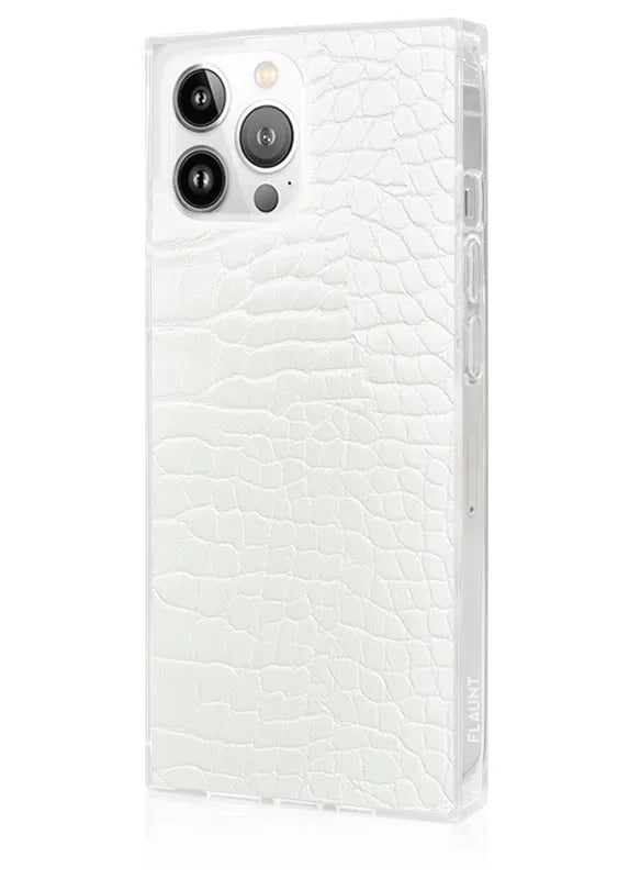 SQUARE® White Crocodile Faux Leather iPhone Case