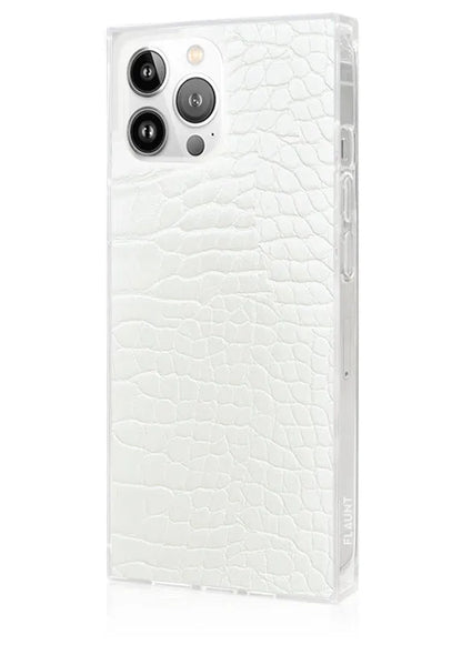 SQUARE® White Crocodile Faux Leather iPhone Case