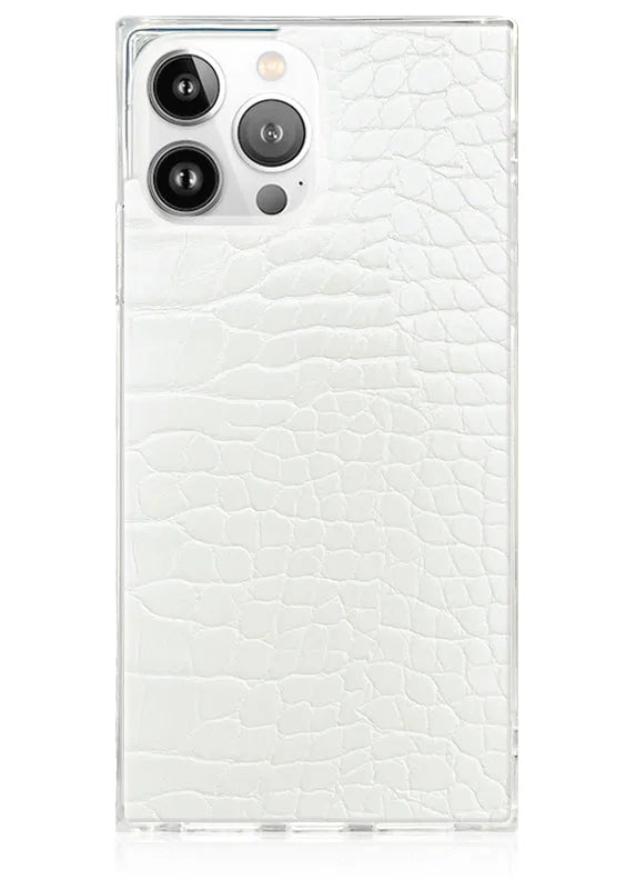 SQUARE® White Crocodile Faux Leather iPhone Case