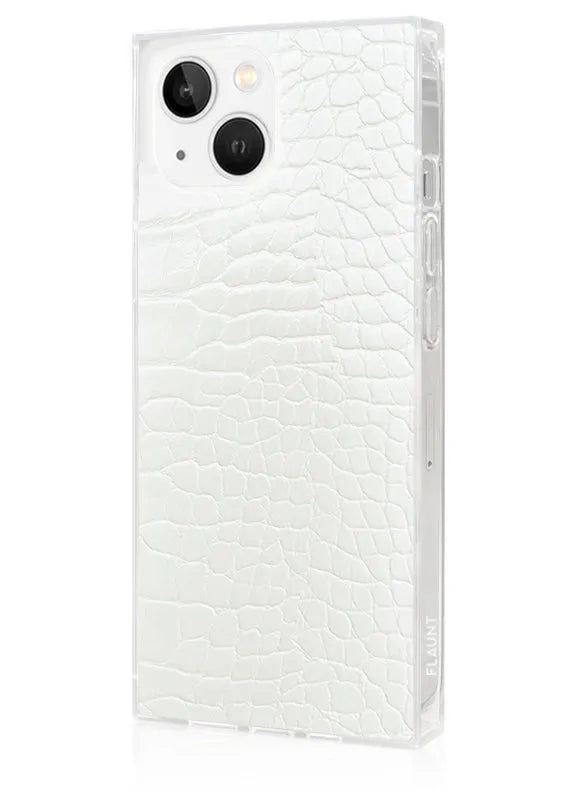 SQUARE® White Crocodile Faux Leather iPhone Case