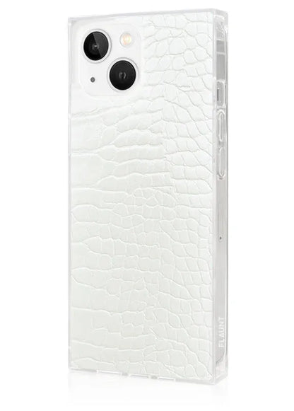 SQUARE® White Crocodile Faux Leather iPhone Case
