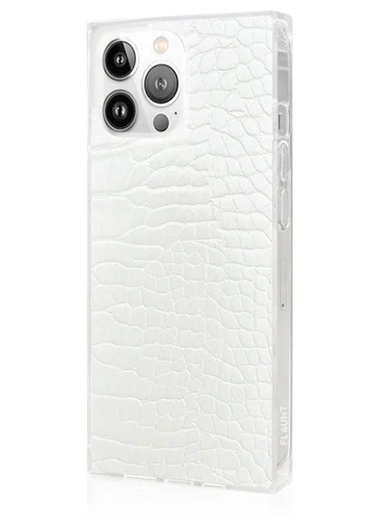 SQUARE® White Crocodile Faux Leather iPhone Case