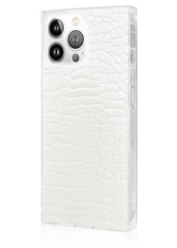 SQUARE® White Crocodile Faux Leather iPhone Case