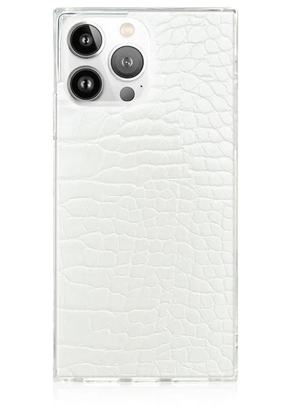 SQUARE® White Crocodile Faux Leather iPhone Case