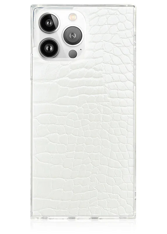 SQUARE® White Crocodile Faux Leather iPhone Case