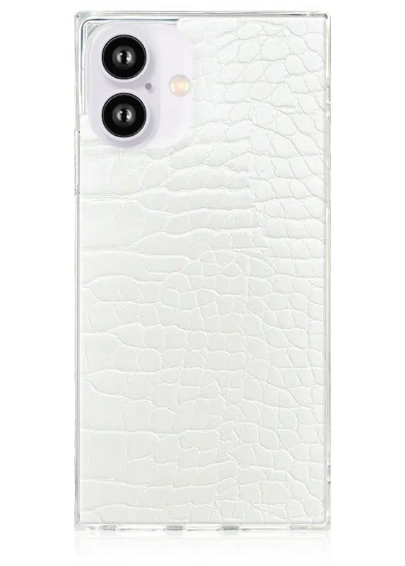 SQUARE® White Crocodile Faux Leather iPhone Case