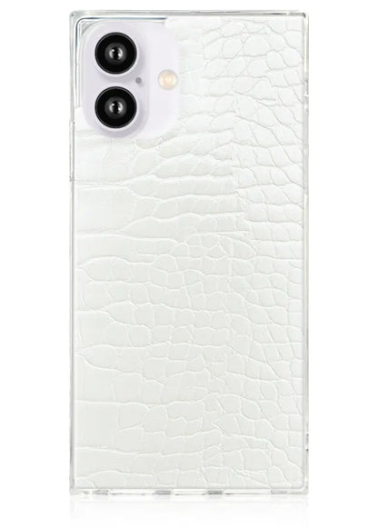 SQUARE® White Crocodile Faux Leather iPhone Case