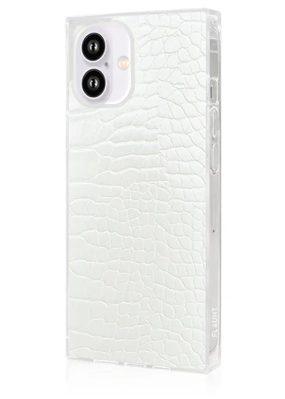 SQUARE® White Crocodile Faux Leather iPhone Case