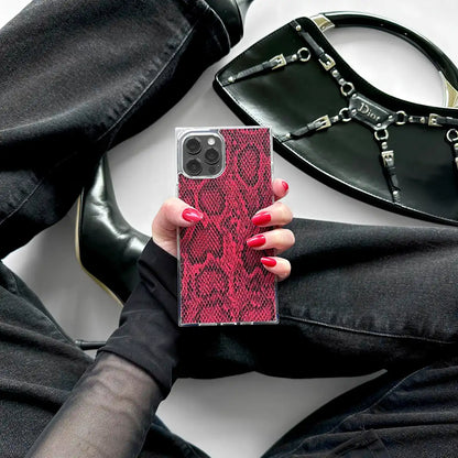 SQUARE® Red Python Faux Leather iPhone Case