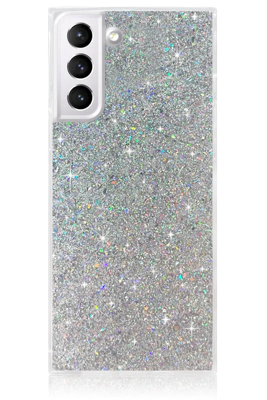 SQUARE® Silver Glitter Galaxy Case