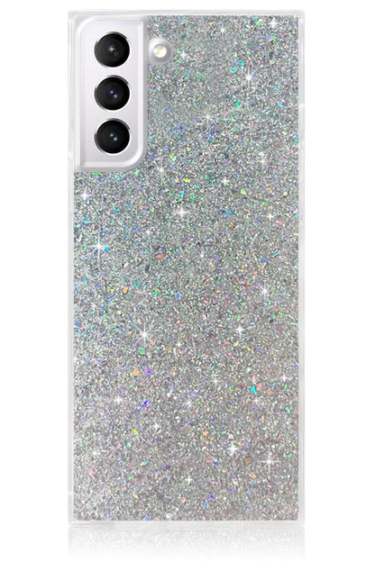 SQUARE® Silver Glitter Galaxy Case