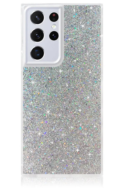 SQUARE® Silver Glitter Galaxy Case