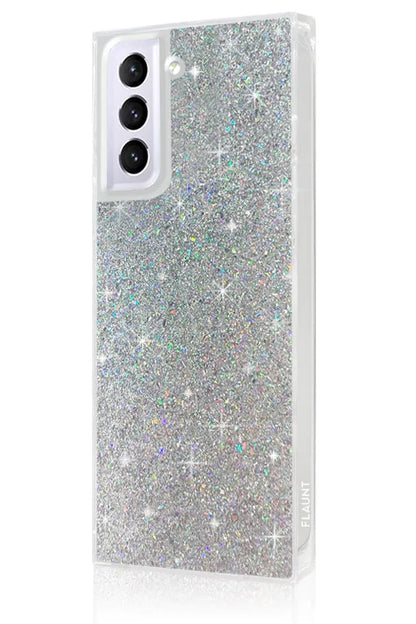 SQUARE® Silver Glitter Galaxy Case