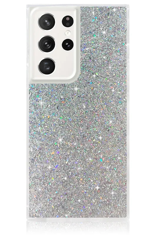 SQUARE® Silver Glitter Galaxy Case