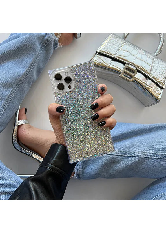 SQUARE® Silver Glitter iPhone Case