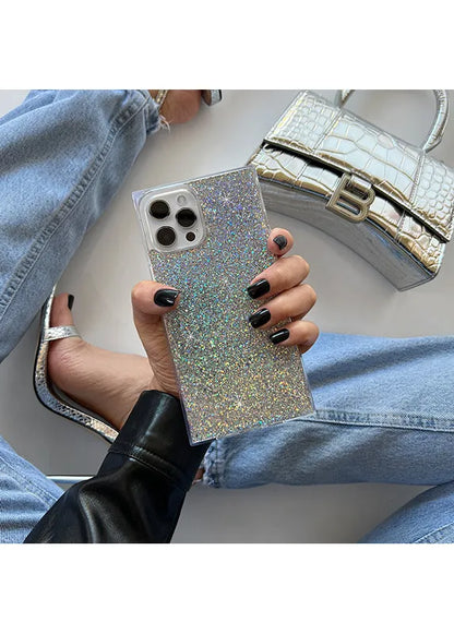 SQUARE® Silver Glitter iPhone Case