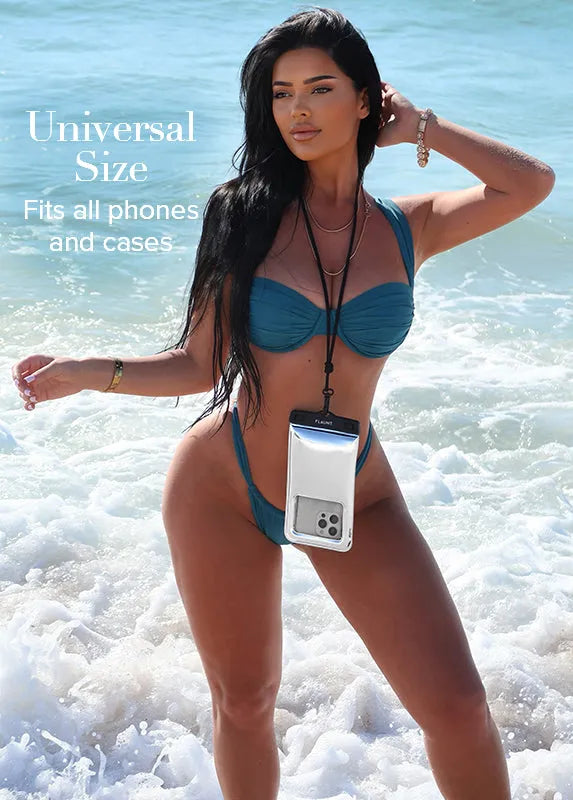 Silver Metallic Waterproof Phone Pouch