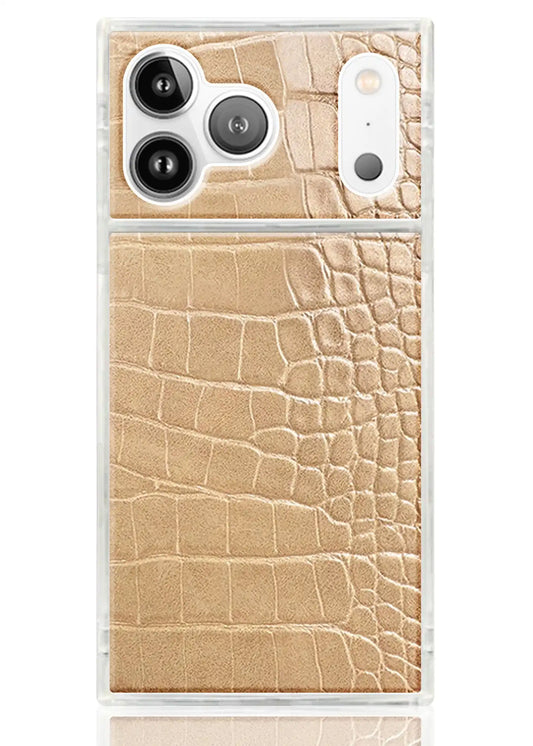 SQUARE® Tan Crocodile Faux Leather iPhone Case