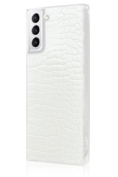 SQUARE® White Crocodile Faux Leather Galaxy Case