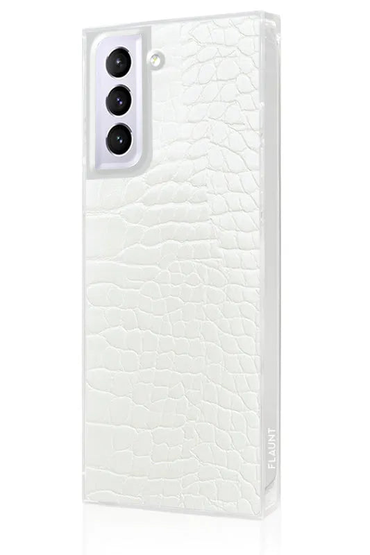 SQUARE® White Crocodile Faux Leather Galaxy Case