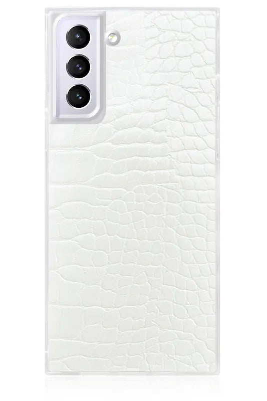 SQUARE® White Crocodile Faux Leather Galaxy Case