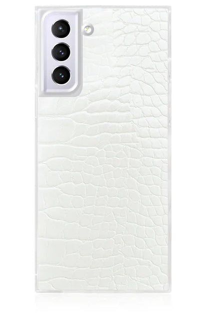 SQUARE® White Crocodile Faux Leather Galaxy Case