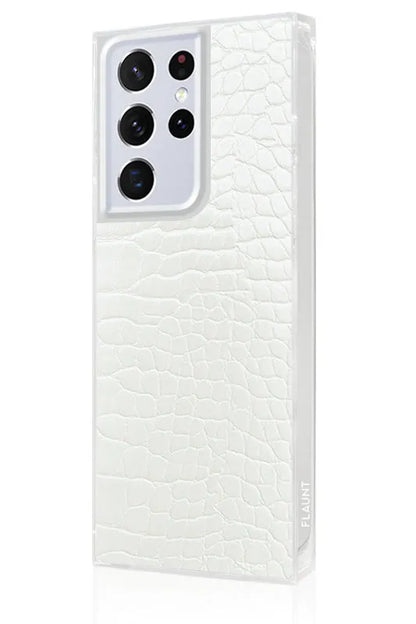 SQUARE® White Crocodile Faux Leather Galaxy Case