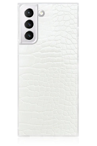 SQUARE® White Crocodile Faux Leather Galaxy Case