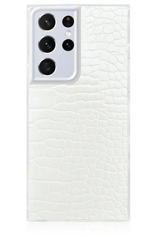 SQUARE® White Crocodile Faux Leather Galaxy Case