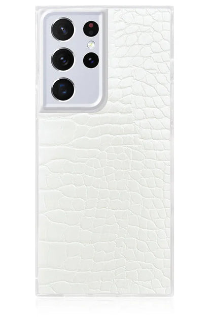 SQUARE® White Crocodile Faux Leather Galaxy Case