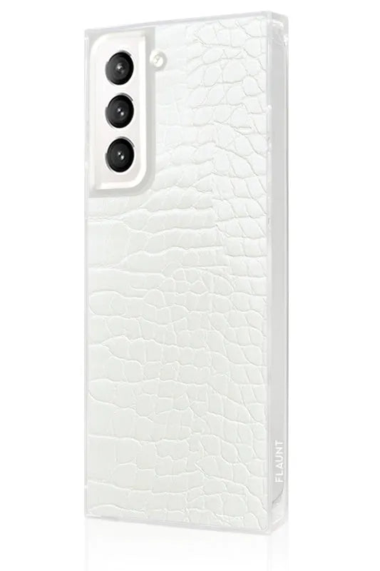 SQUARE® White Crocodile Faux Leather Galaxy Case