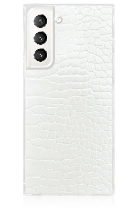 SQUARE® White Crocodile Faux Leather Galaxy Case