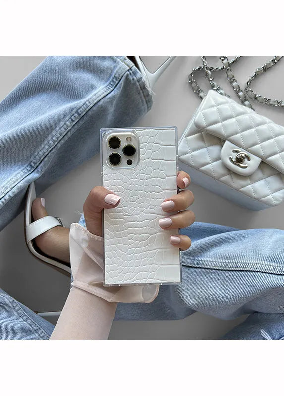 SQUARE® White Crocodile Faux Leather Galaxy Case