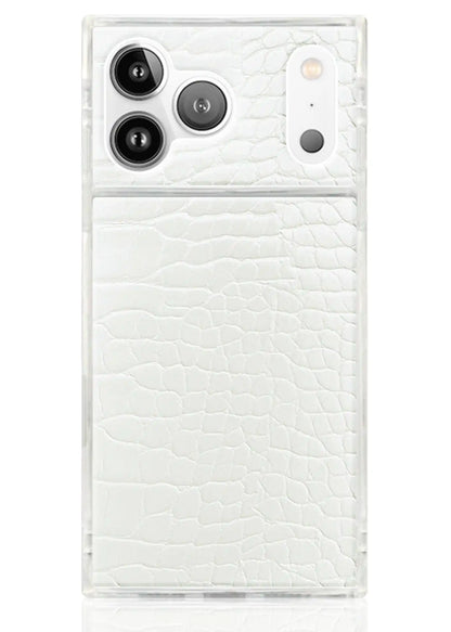 SQUARE® White Crocodile Faux Leather iPhone Case