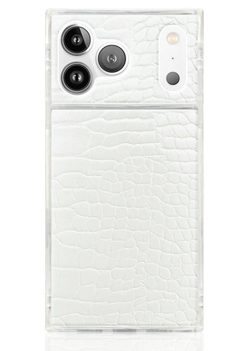 SQUARE® White Crocodile Faux Leather iPhone Case