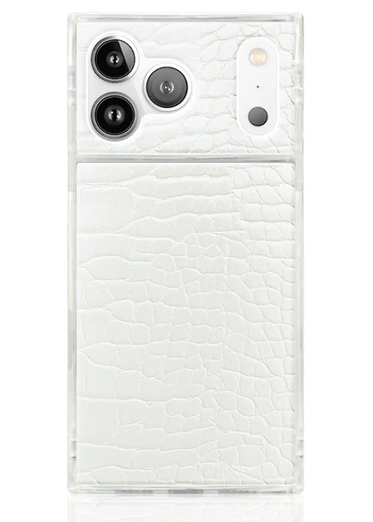 SQUARE® White Crocodile Faux Leather iPhone Case