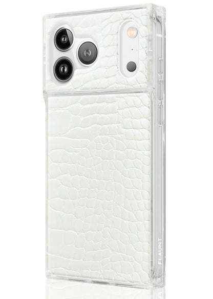 SQUARE® White Crocodile Faux Leather iPhone Case