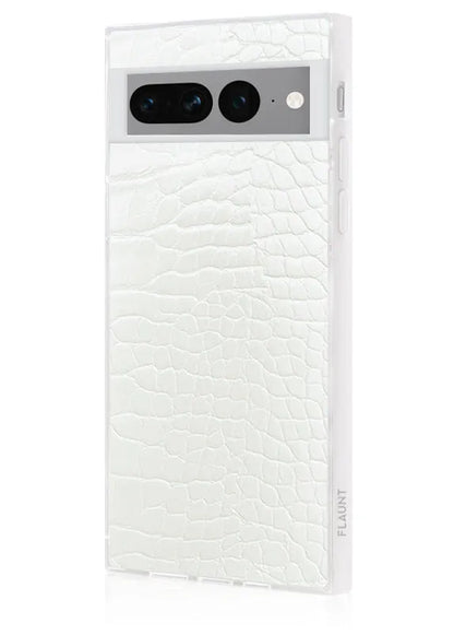 SQUARE® White Crocodile Faux Leather Pixel Case
