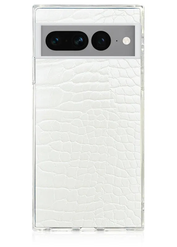 SQUARE® White Crocodile Faux Leather Pixel Case