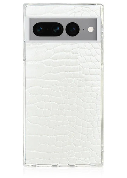 SQUARE® White Crocodile Faux Leather Pixel Case