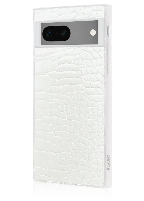 SQUARE® White Crocodile Faux Leather Pixel Case