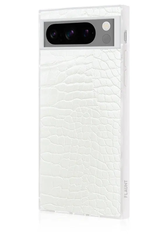 SQUARE® White Crocodile Faux Leather Pixel Case