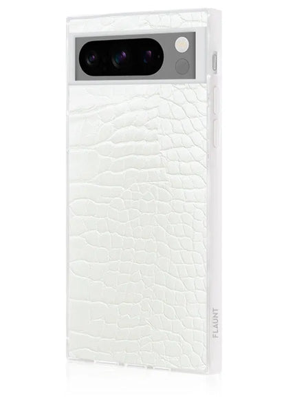 SQUARE® White Crocodile Faux Leather Pixel Case